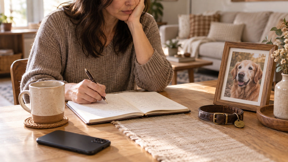Pet owner reviewing a pet cremation timeline while waiting for ashes to be returned