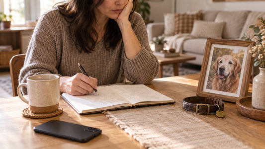 Pet owner reviewing a pet cremation timeline while waiting for ashes to be returned
