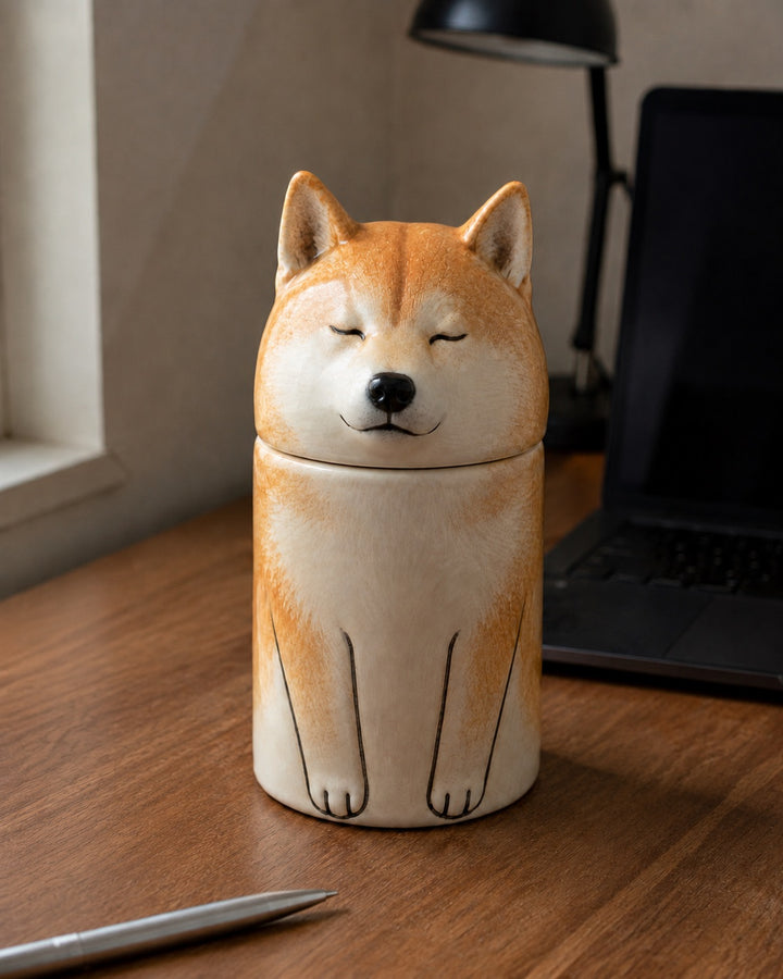 Hand-painted ceramic pet memorial with carefully refined eye details